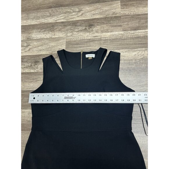 Calvin Klein Classic Sheath Dress Womens 16 Black Sleeveless Knee Length Career - Picture 12 of 12